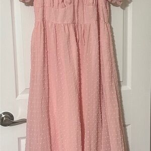 Pink Textured Midi Dress